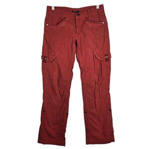 Kuhl Vintage Patina Dye Hiking Cargo Pants Sz 2 Red Roll Up Pockets Outdoors